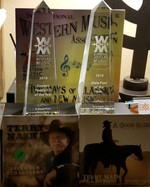 Pic of International Western Music Association 2018 CD & Male Poet of the Year Awards for Terry Nash